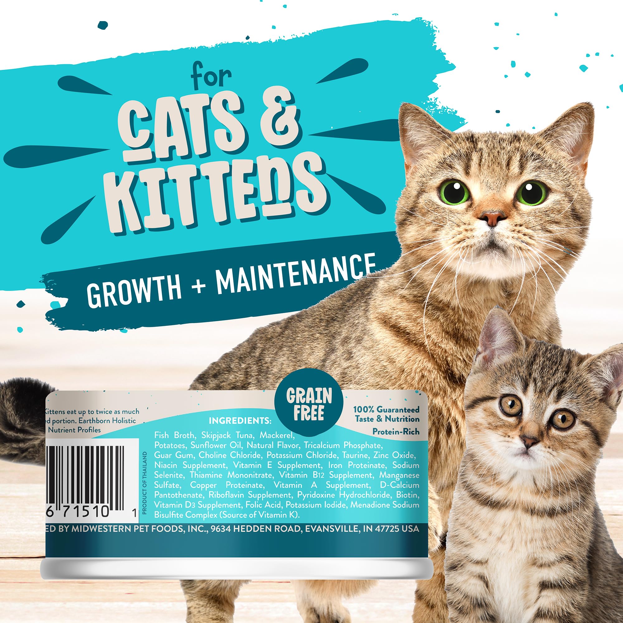 Earthborn Holistic Monterey Medley tuna and mackerel chunks in gravy offer protein-rich texture.