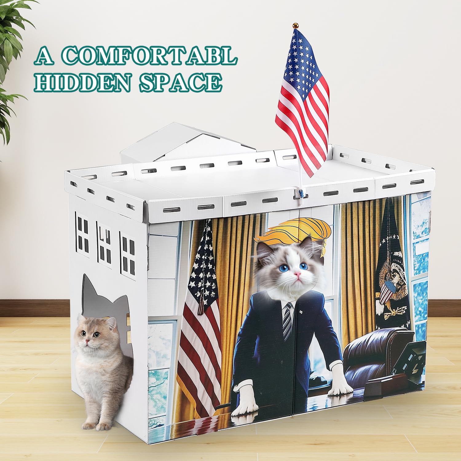 EARTHSON cat scratch play house inside provides cozy hideout and interactive space