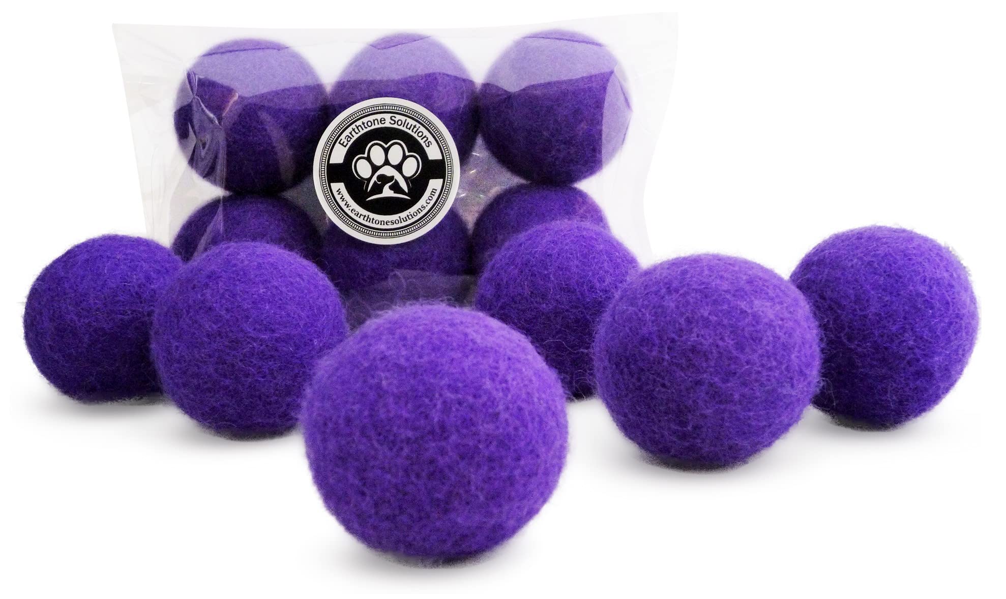 Earthtone Solutions purple wool cat toy ball close-up for quiet indoor play