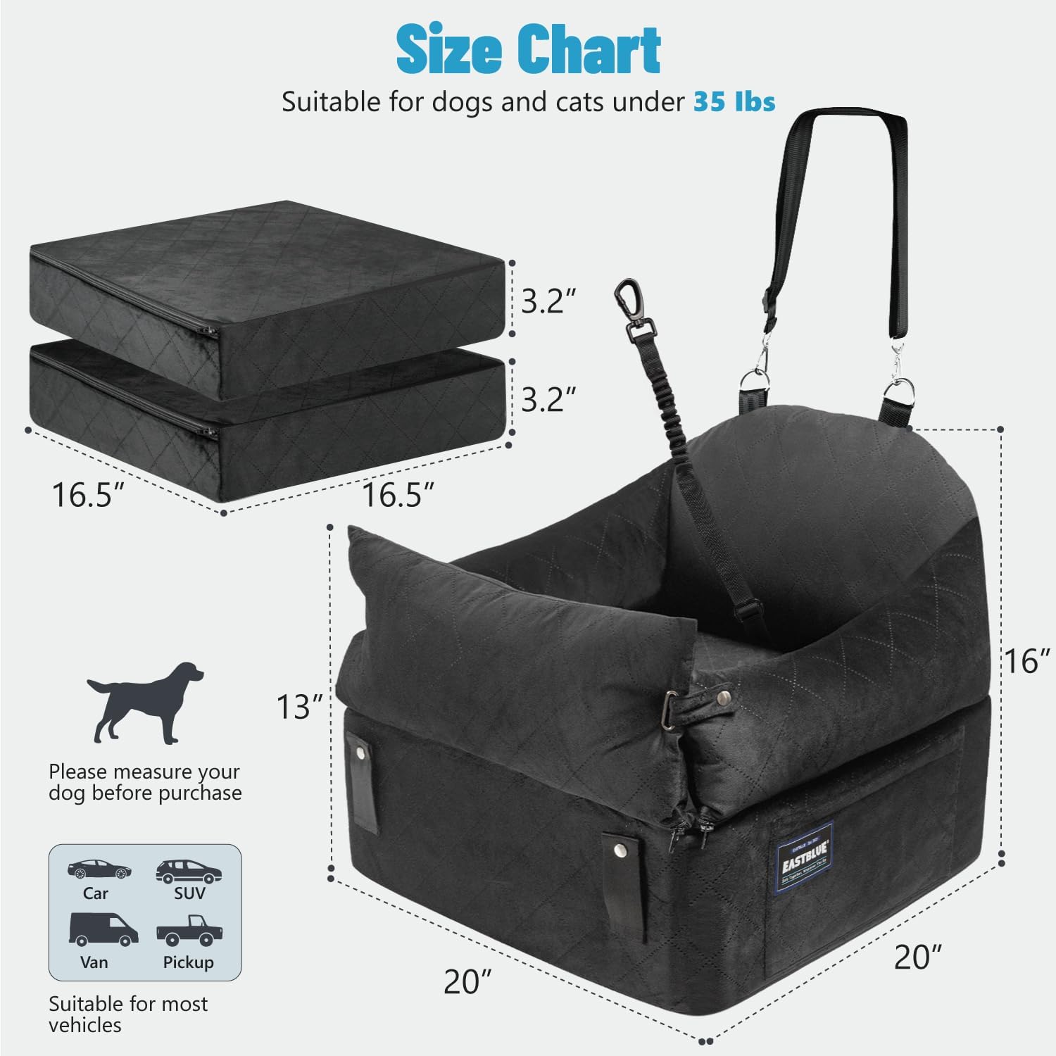 Two secure installation options reduce movement in front or back seats