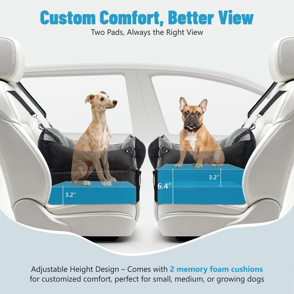 eastblue dog booster car seat side view highlighting secure installation and non-slip bottom