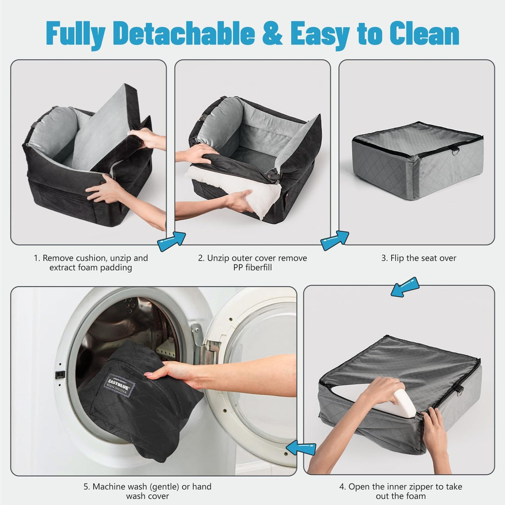 eastblue dog booster travel-use shows versatile car travel and camping setup
