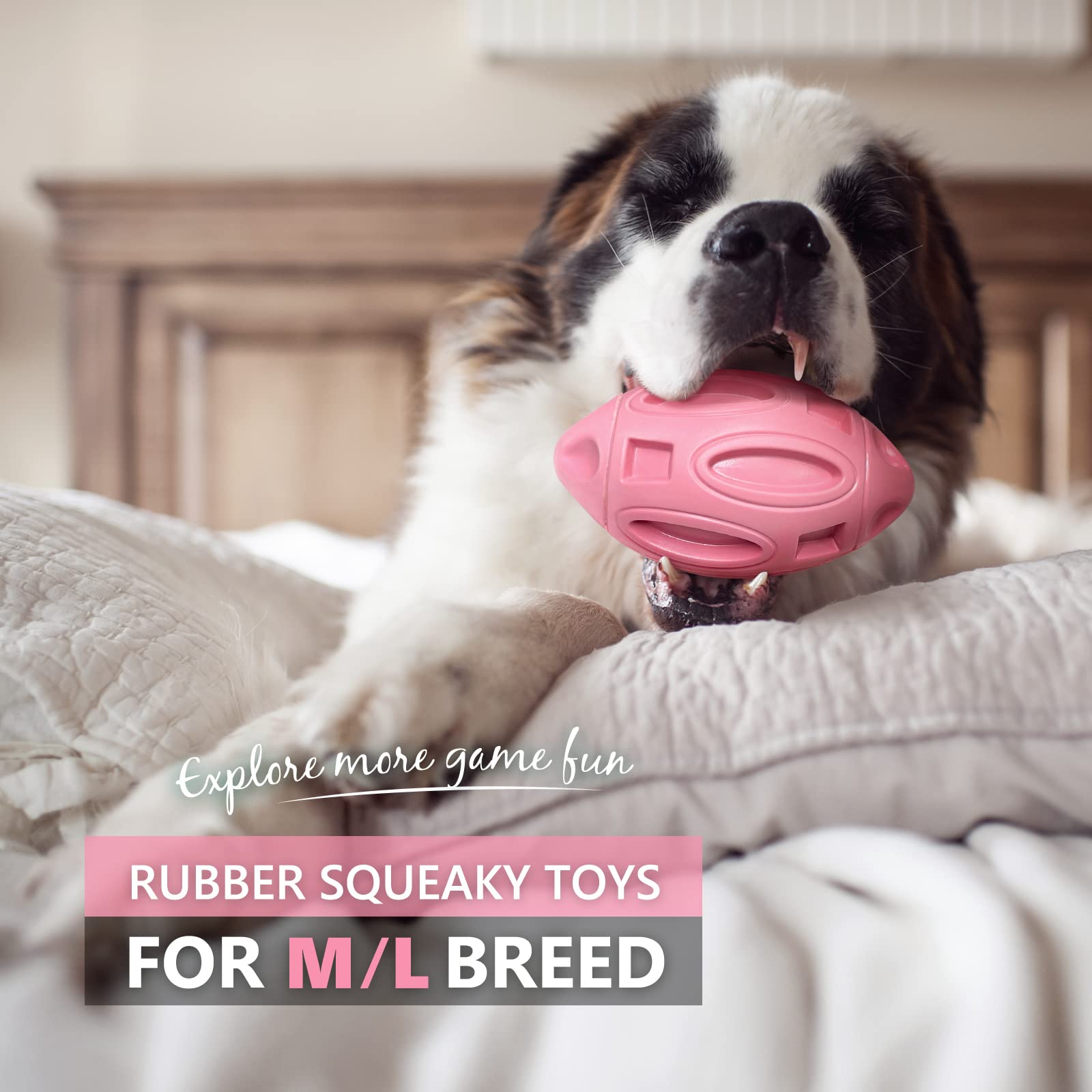 EastBLUE squeaky ball grip grooves aid chewing and pickup.