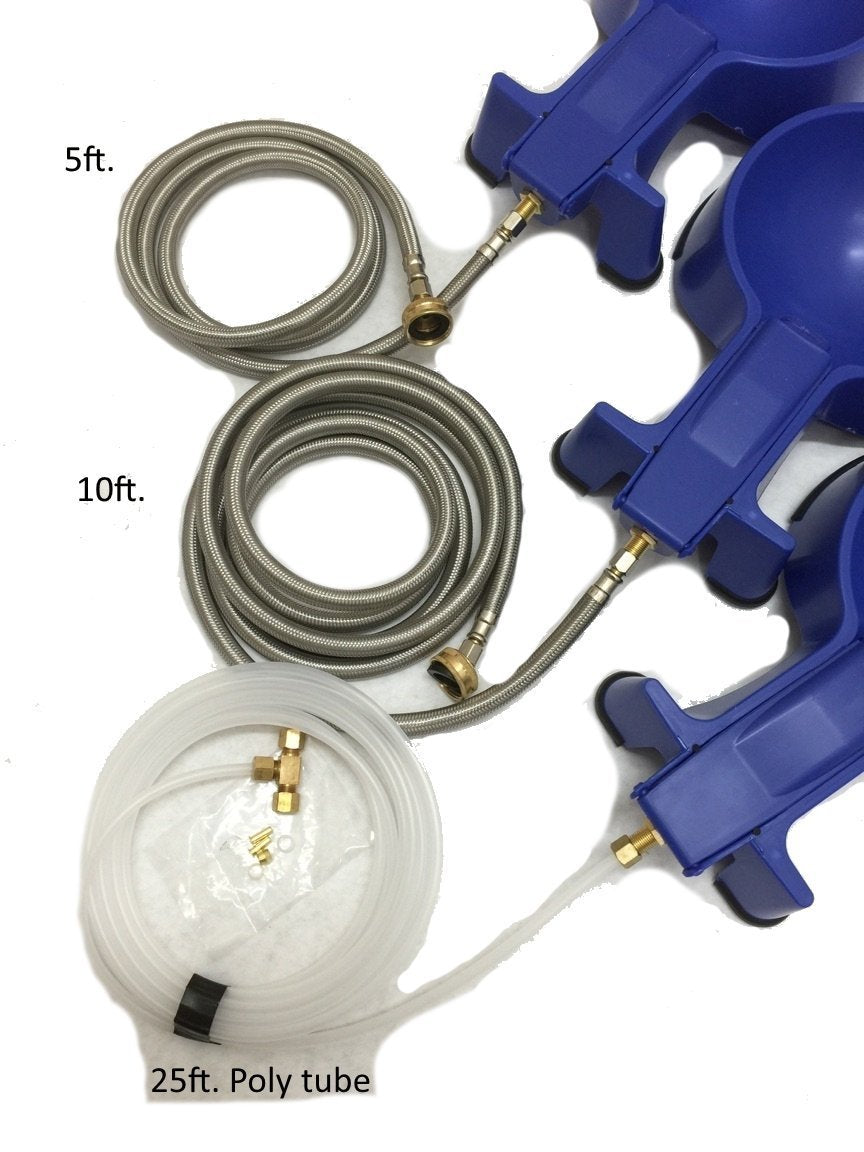 Easy-Clean Auto-Fill Water Bowl blue hose attachment shows convenient automatic refilling.