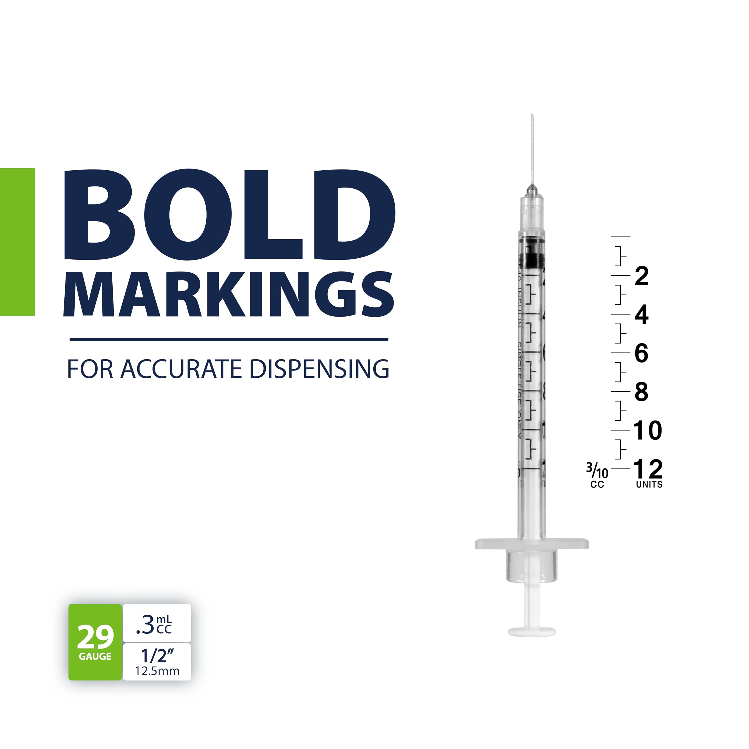 Easy Touch Pet U-40 syringe half-unit marks enable quick, accurate measurements