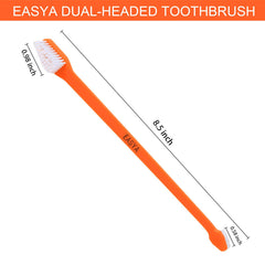 EASYA double headed pet toothbrush shows two heads for different dog sizes