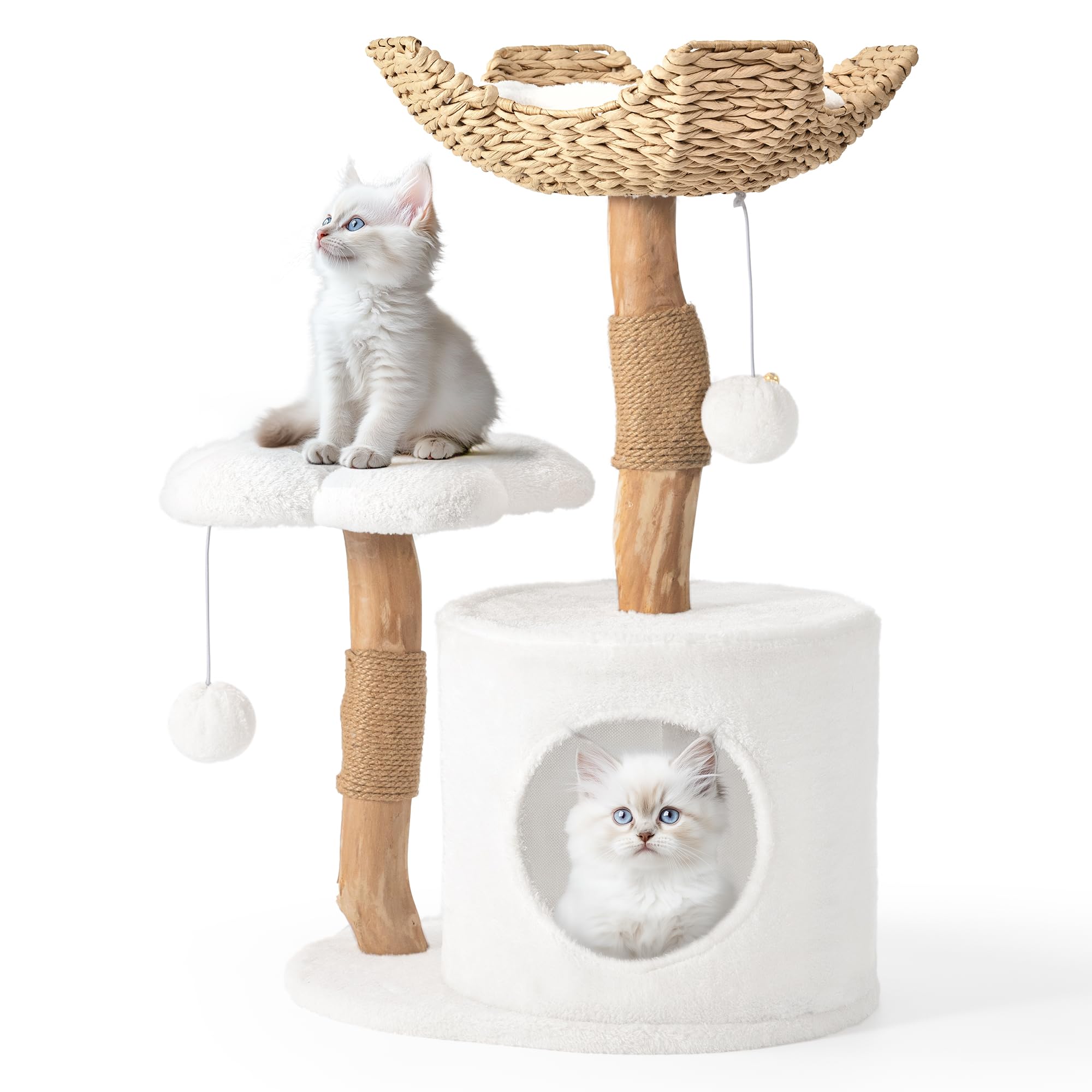 Easyego modern cat tree pear wood sturdy design for small cats