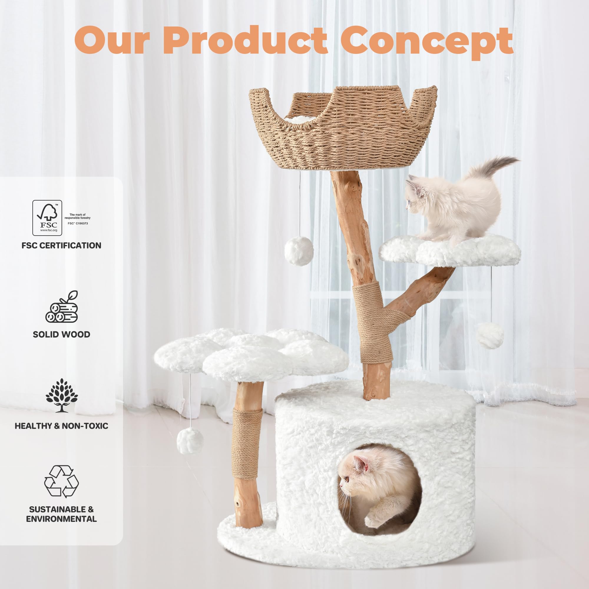 Easyego Modern Cat Tree scratching posts encourage healthy claws in a stylish unit