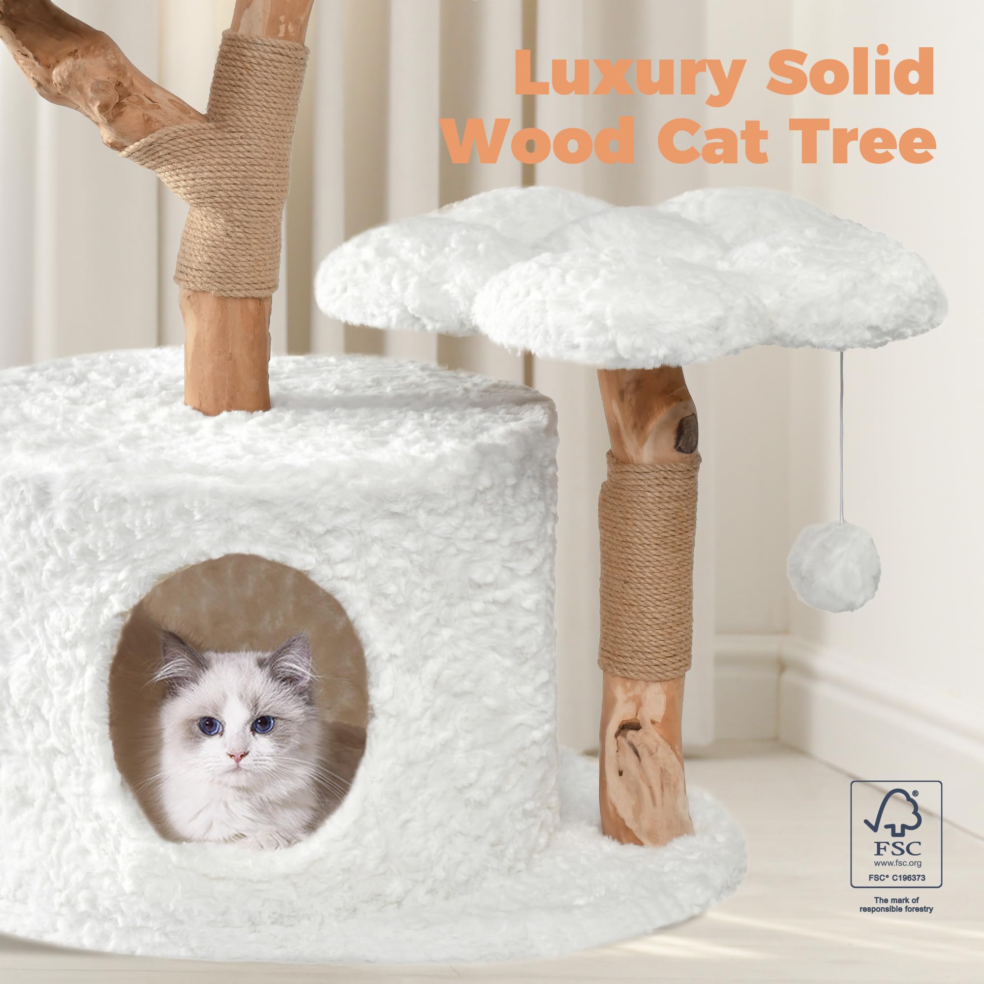 Easyego Modern Cat Tree soft mats provide year-round comfort and easy cleaning