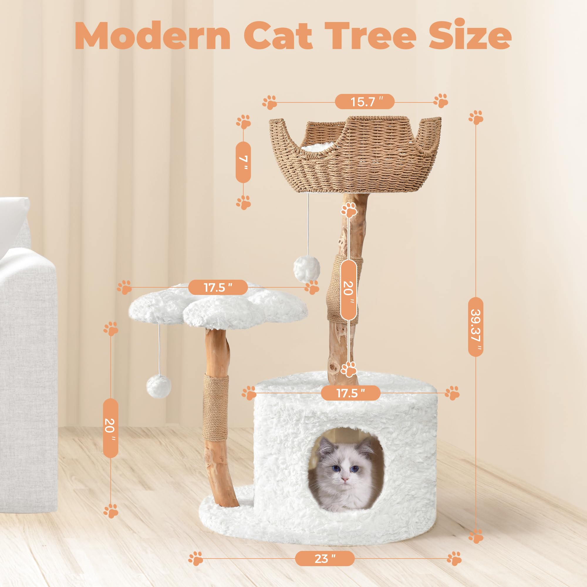 Easyego scratching posts in wood provide durable outlets for scratching.