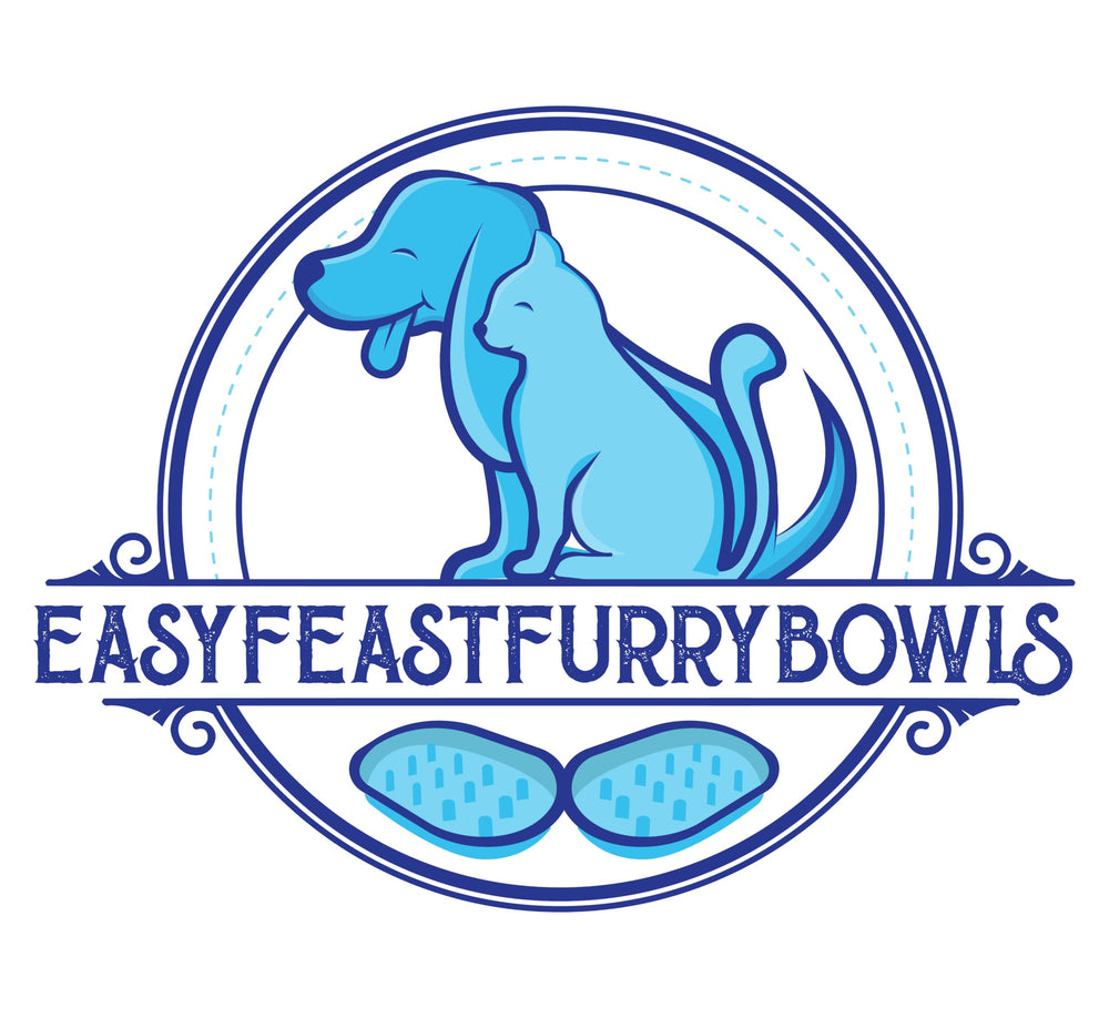EasyFeastFurryBowls blue dishwasher-safe slow feeder demonstrates easy cleaning and non-slip stability.