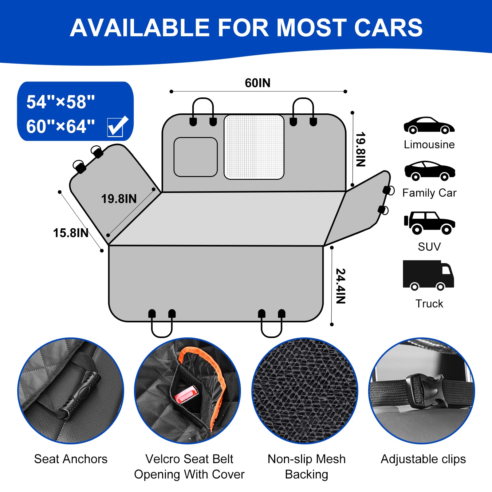 EasyHaWei 600D backseat cover uses durable material for daily use.