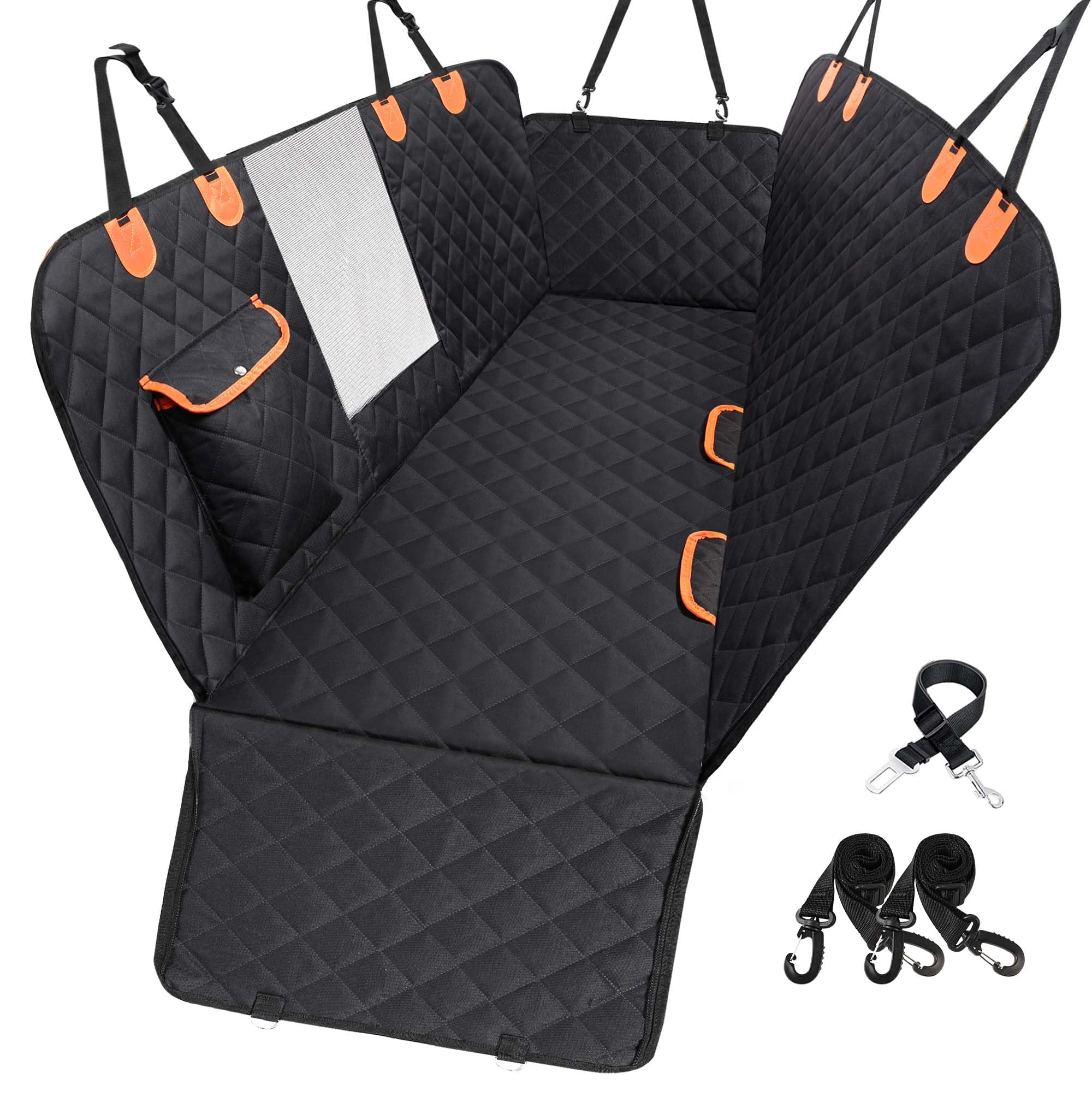 EasyHaWei dog seat cover in backseat hammock mode protects seats during travel