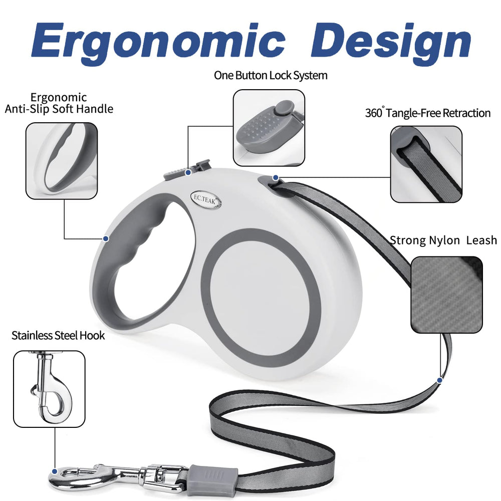 EC.TEAK retractable leash pause and lock controls for safe walks.