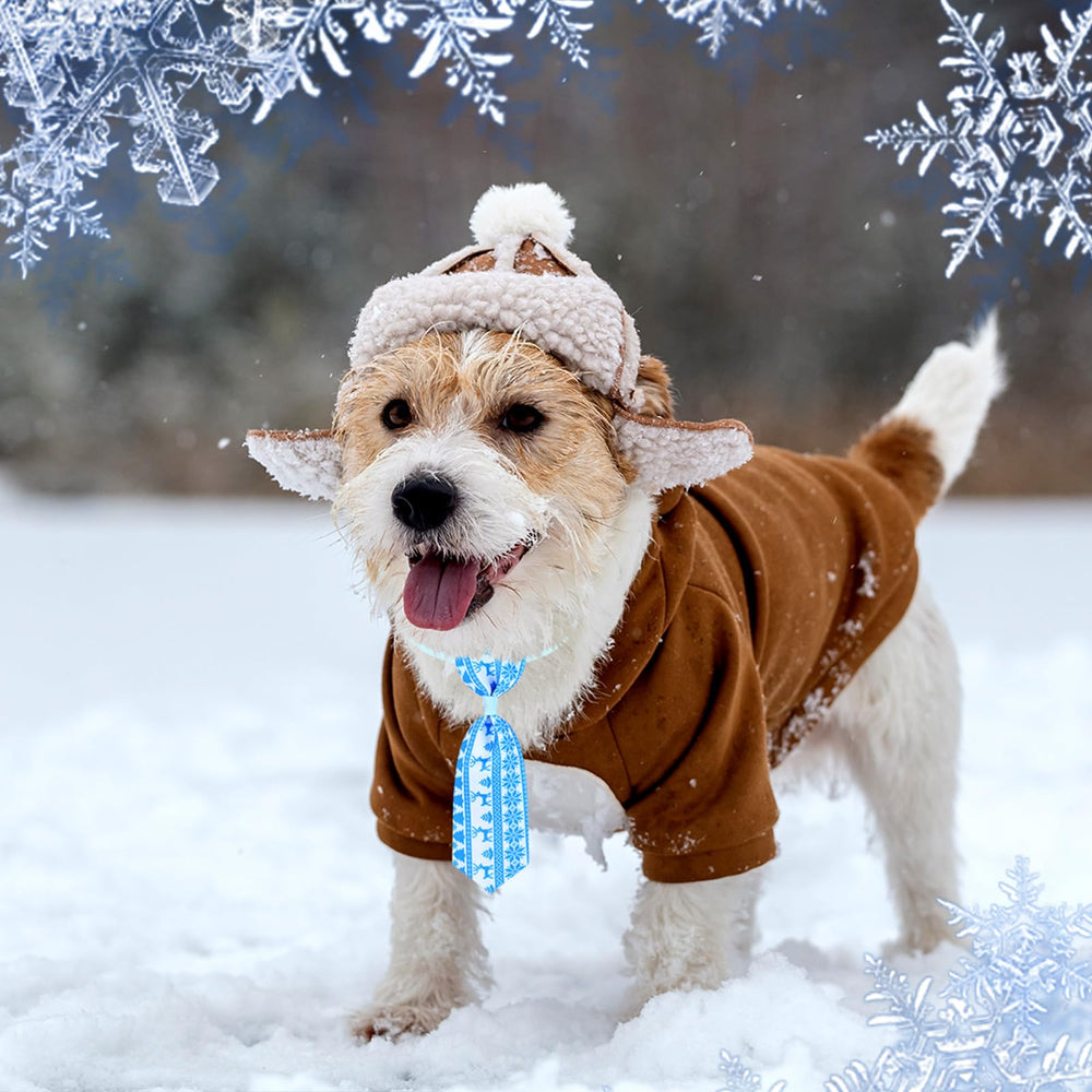 Eccliy winter dog bows with reindeer pattern for seasonal outfits.