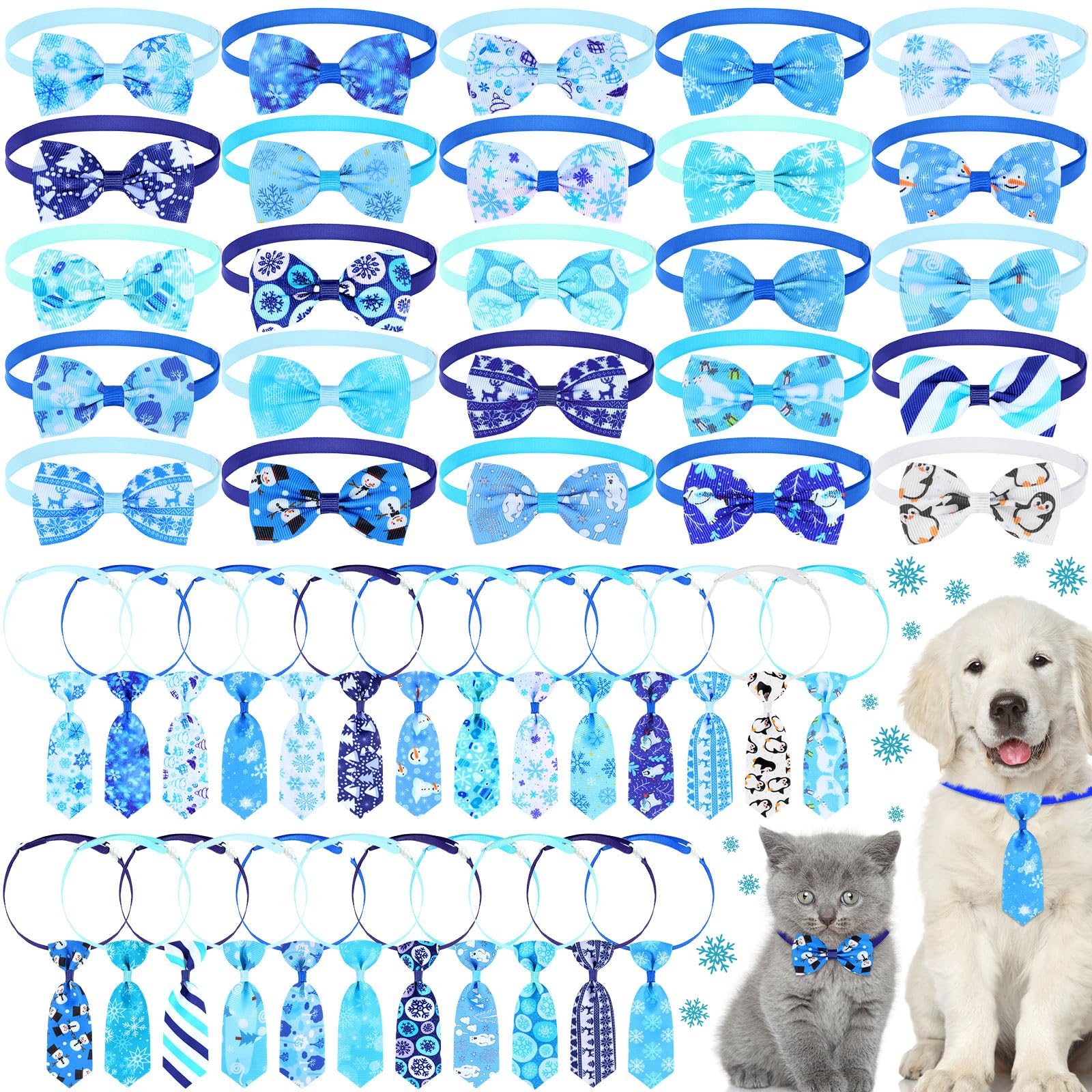 Eccliy winter dog bows snowflake pattern for festive style and photo-ready moments.