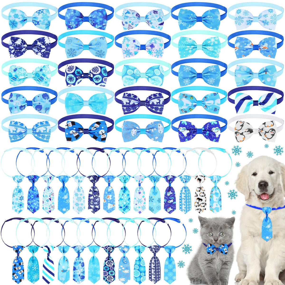 Eccliy winter dog bows snowflake pattern for festive style and photo-ready moments.