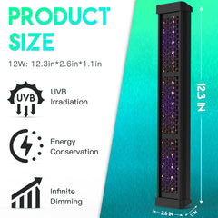 Eckpo Dimmable LED Reptile UVB lamp, UVB spectrum emphasis for vitamin D3 support.