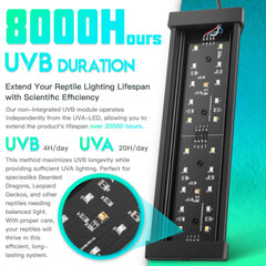 Eckpo Dimmable LED UVB Lamp controls image illustrating M1–M4 modes for flexible lighting