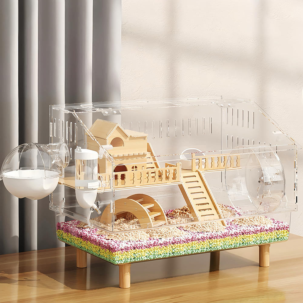 ecleng 8-in-1 acrylic hamster cage with transparent viewing for easy observation