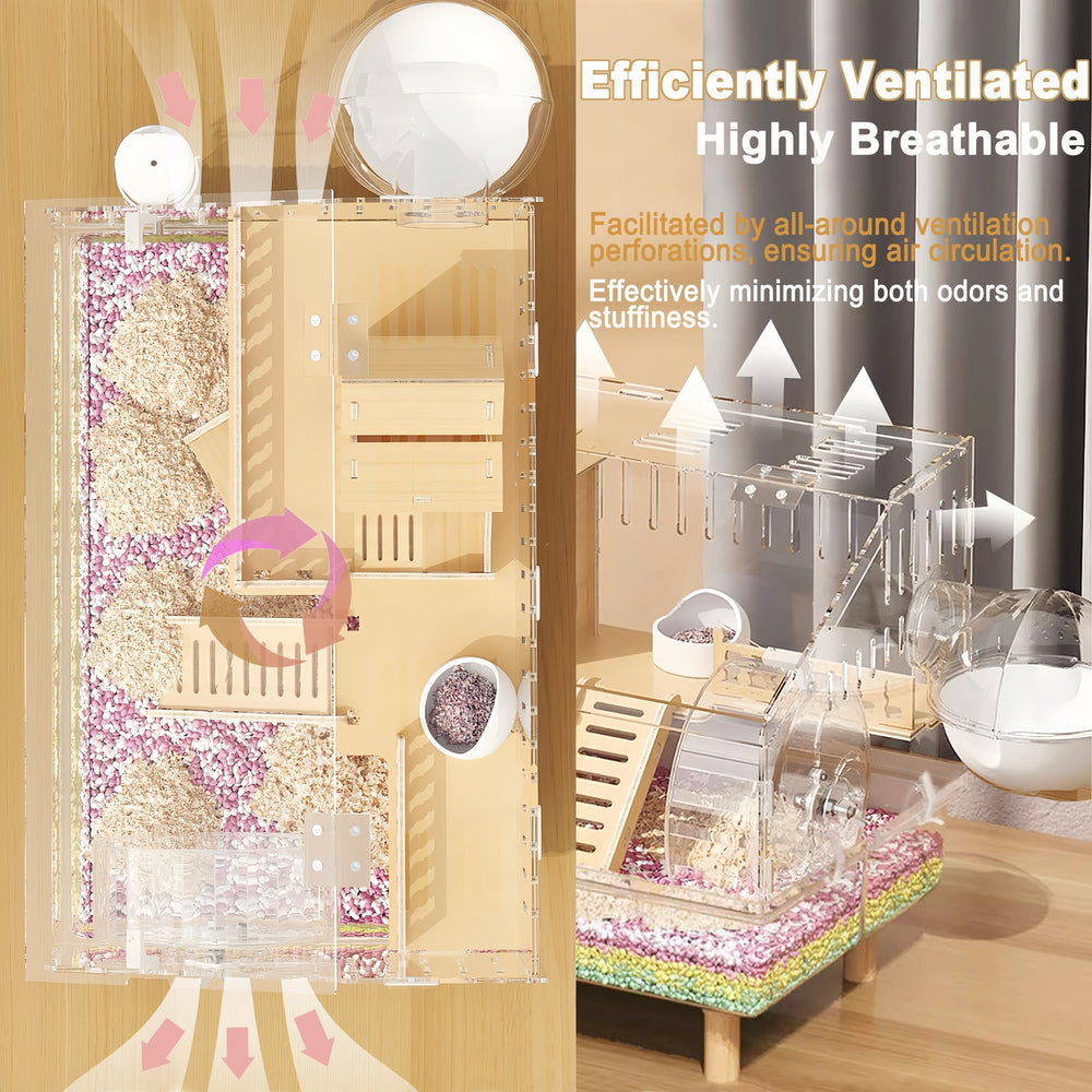 ecleng acrylic shell with wood accessories for a safe, comfy pet habitat