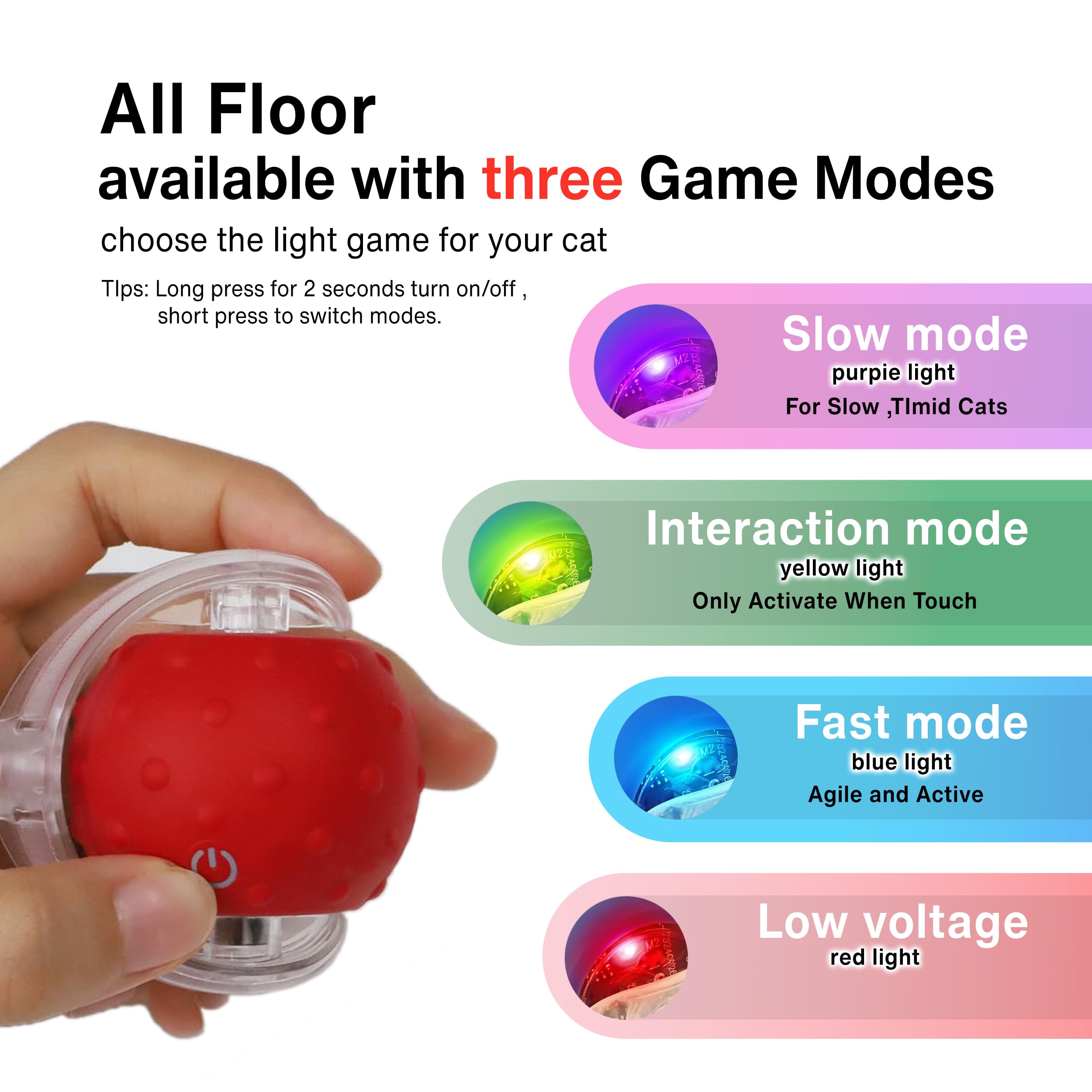 Ecliro Interactive Cat Toy Ball durable ABS and silicone body.