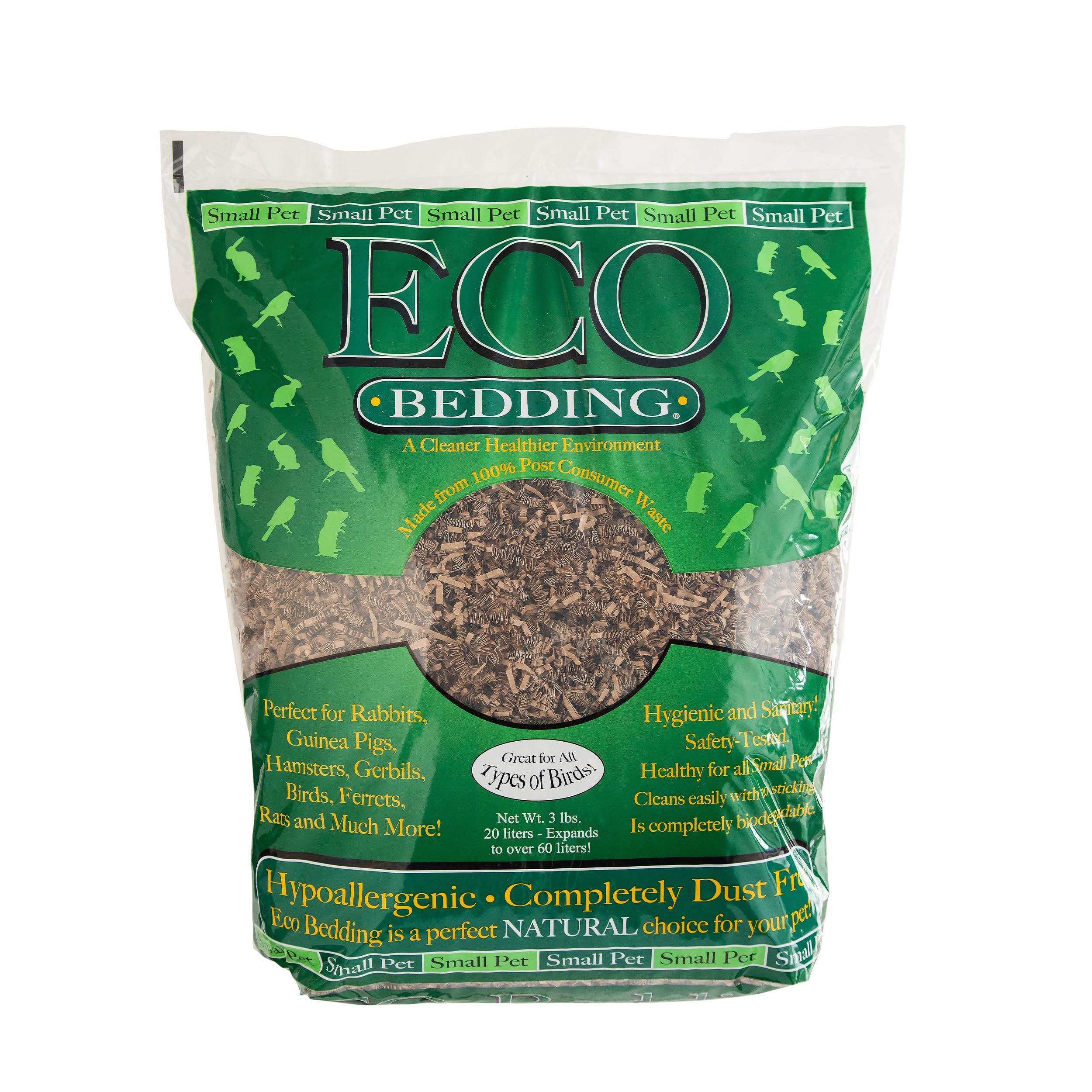 ECO BEDDING cleaner pet home demonstrates a dust-free, absorbent bed setup.