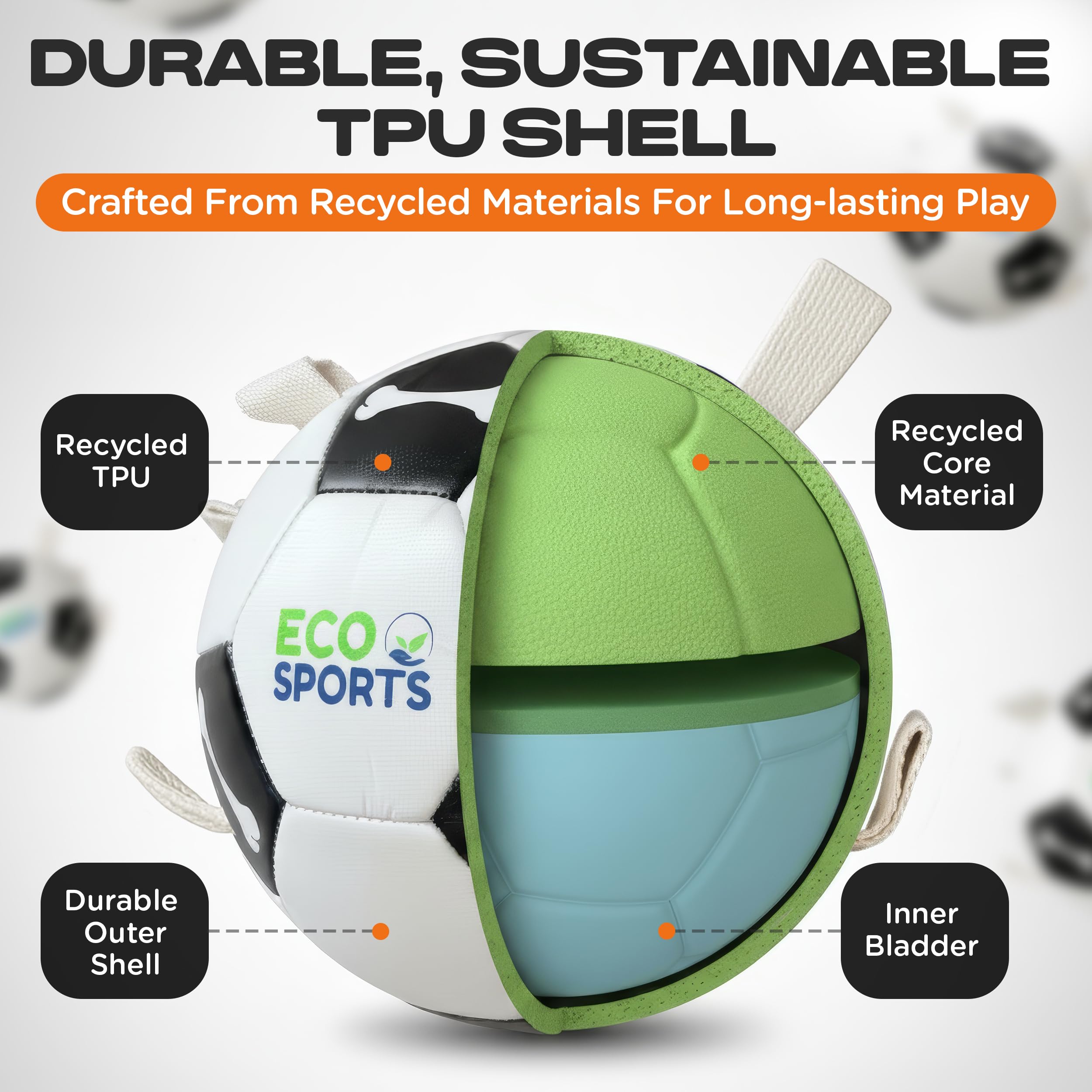 Eco Sports dog soccer ball provides light, bouncy action for active play
