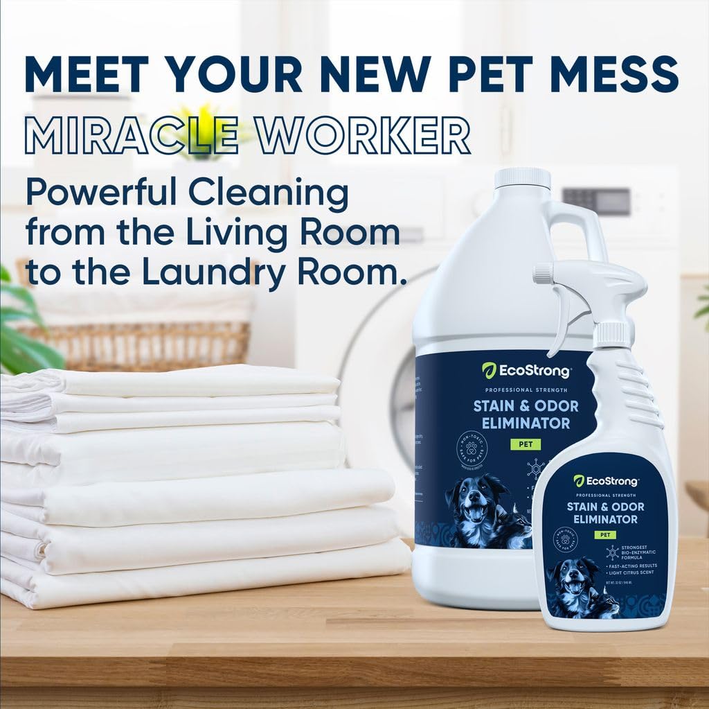 Eco Strong cat litter deodorizer spray refreshes litter boxes between scoops.