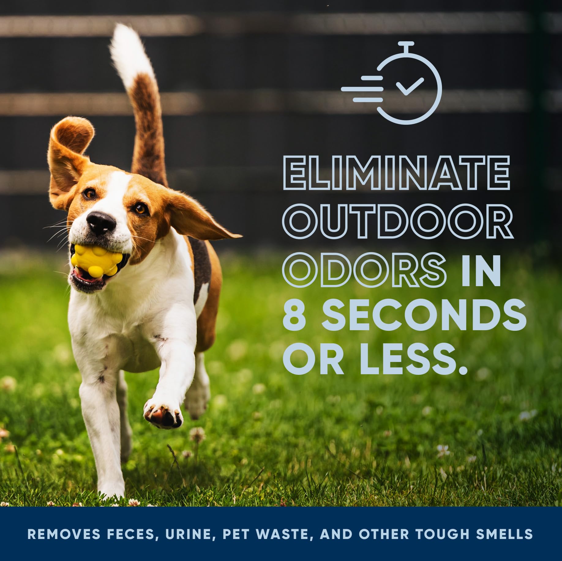 Eco Strong Outdoor Odor Eliminator patio-application targets cat and dog smells on stone surfaces.