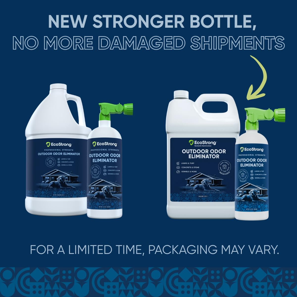 Eco Strong Outdoor Odor Eliminator spray-action shows quick outdoor surface deodorizing capability