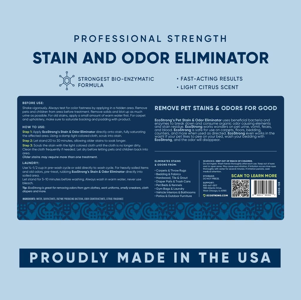 Eco Strong bedding-laundry prewash helps odors from pet bedding
