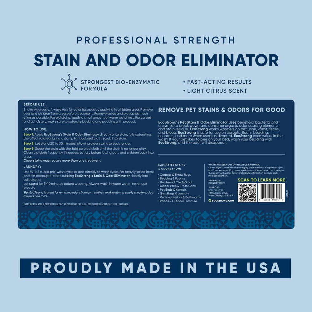 Eco Strong USA-made-enzyme-cleaner bottle highlighting domestic production