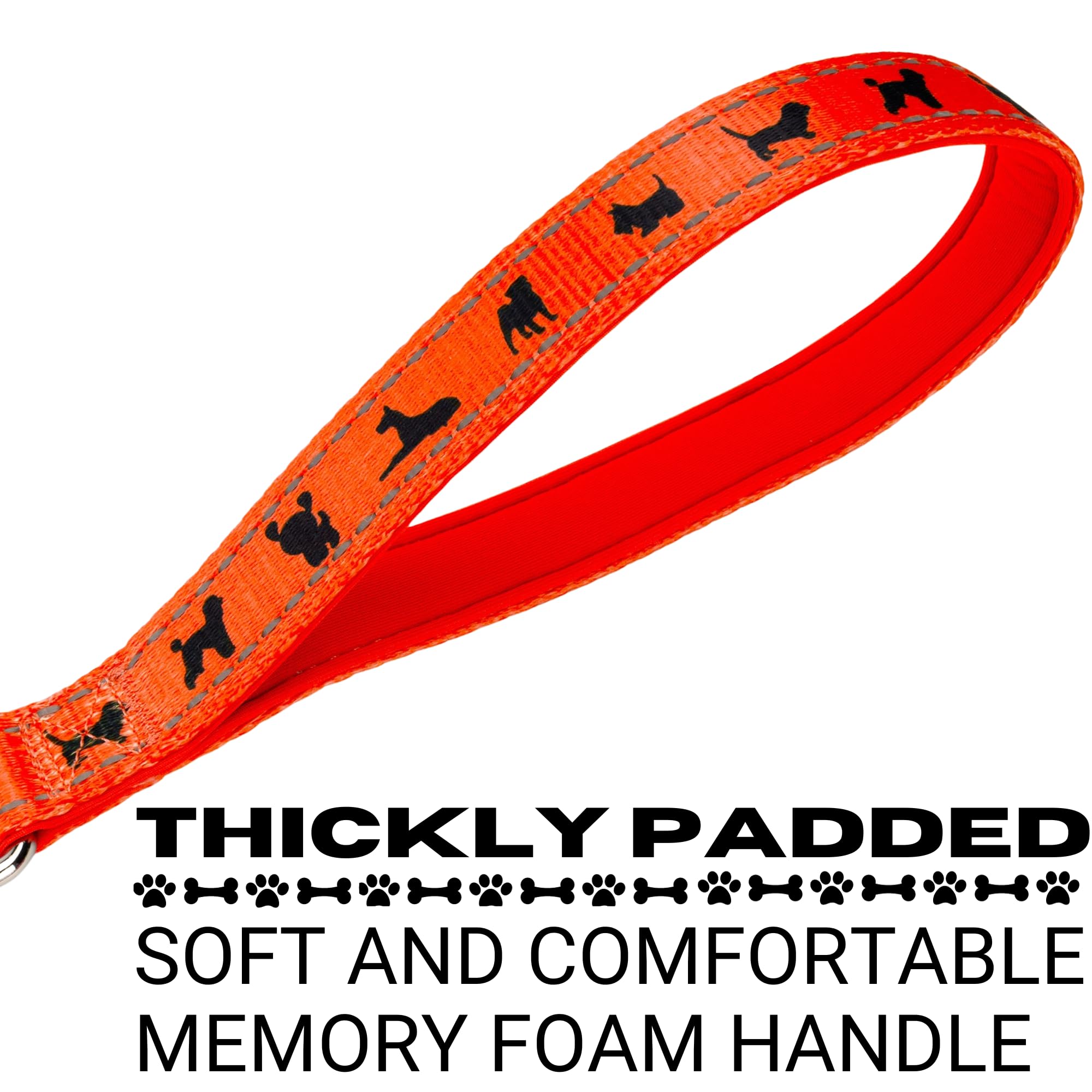 EcoBark orange leash for dogs of all sizes during daily activities.