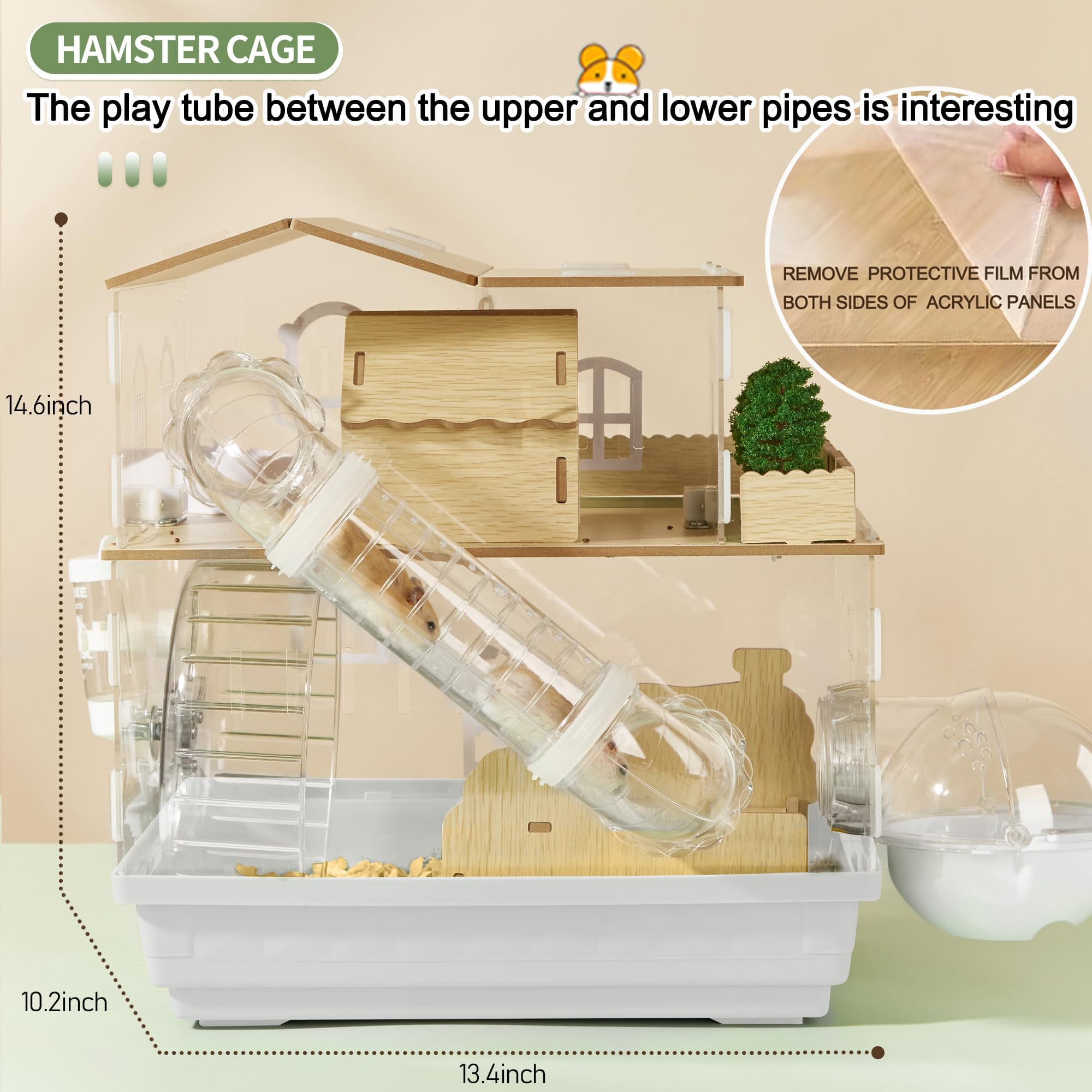 EcoCen 12in1 hamster cage assembly-parts close-up showing simple setup components.
