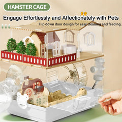 EcoCen clear acrylic hamster cage inside view for unobstructed pet observation.
