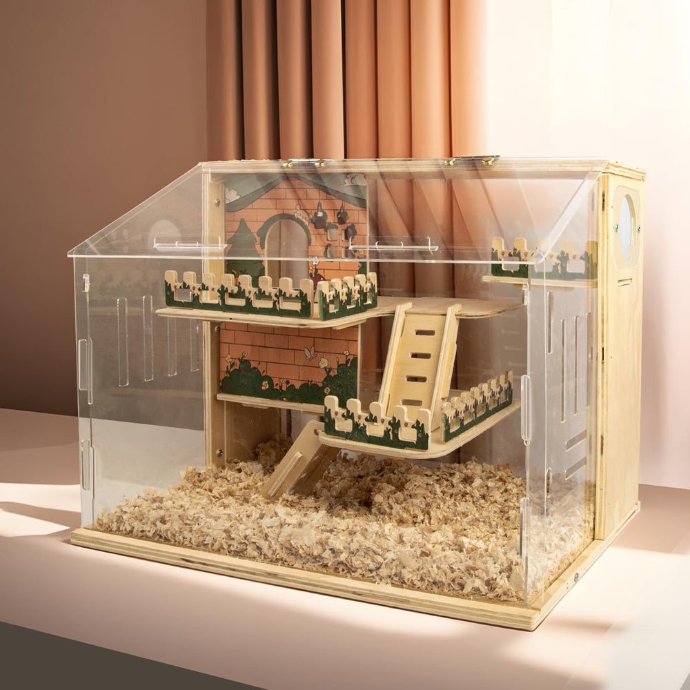 ECOCEN hamster cage acrylic plates provide clear visibility for observation.