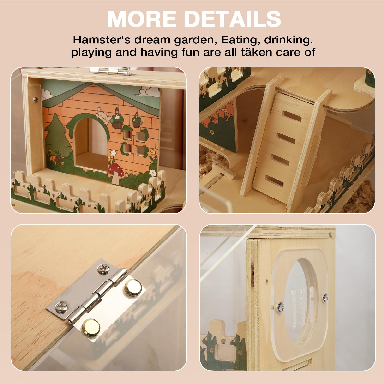 ECOCEN hamster cage removable stairs and rails simplify cleaning.