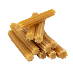 EcoKind Premium Gold Churro Chews closeup of a milk-based chew, gentle on sensitive stomachs.