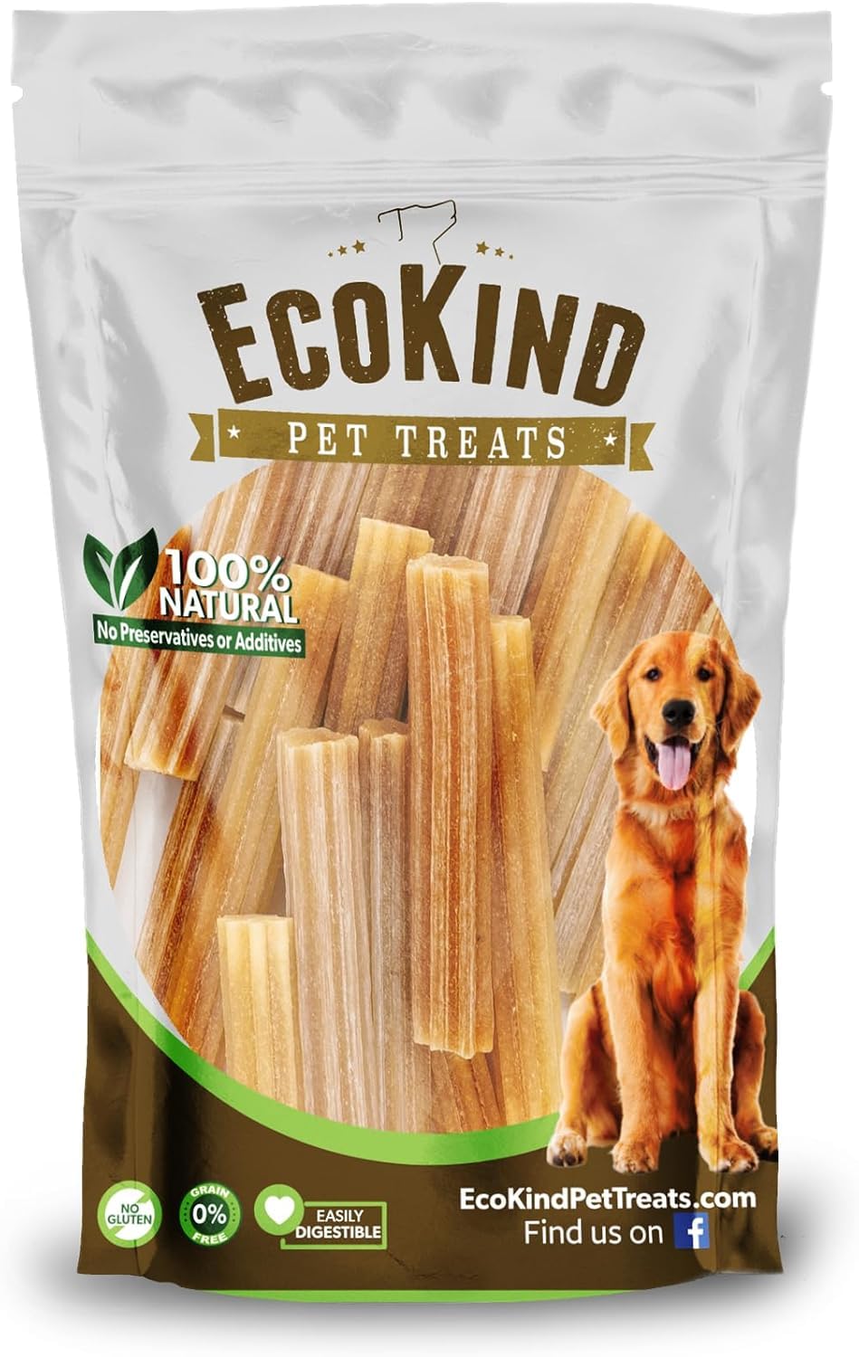 EcoKind Premium Gold churro chews outdoor-use image highlights durable, mess-free treats