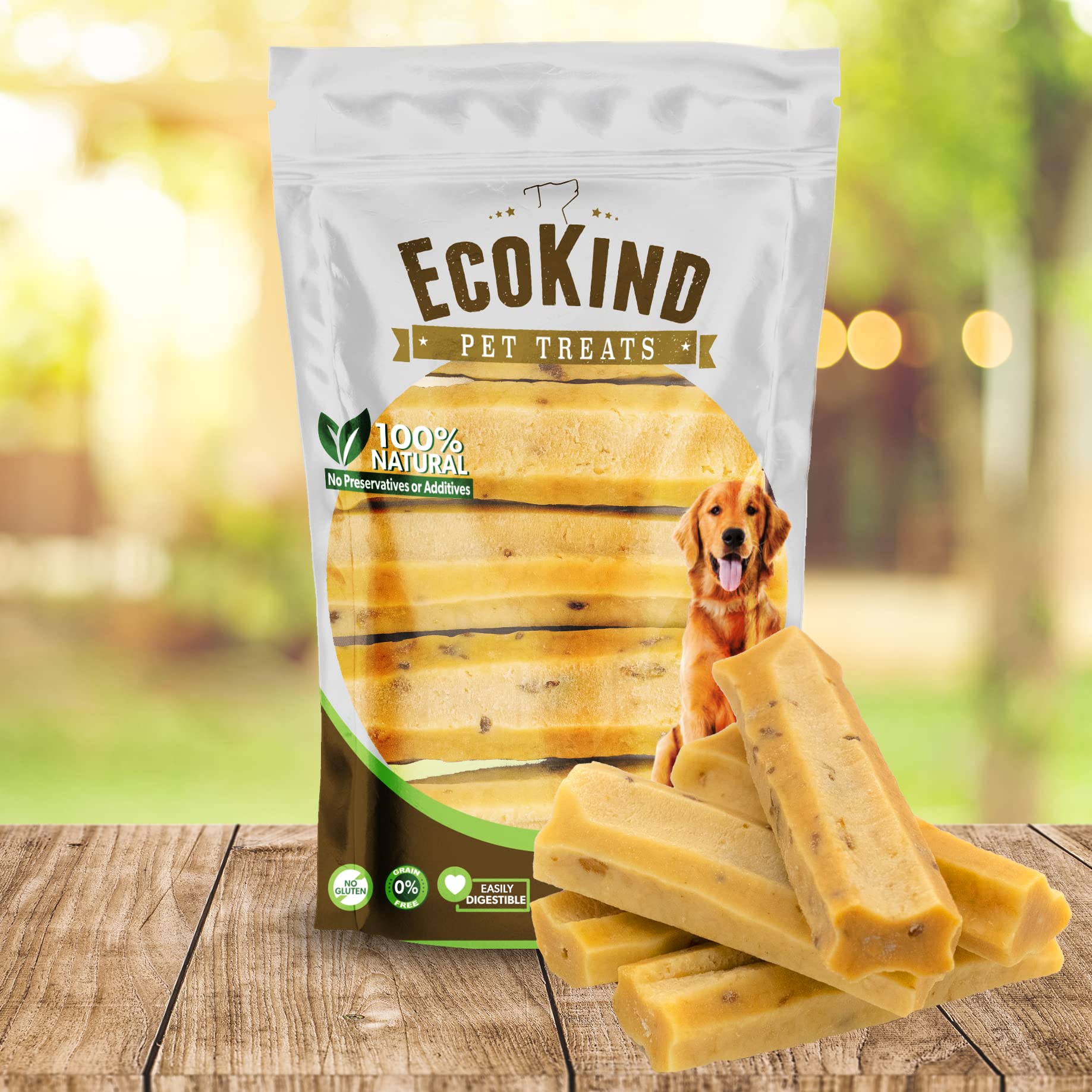EcoKind Premium Gold Yak Chew bacon flavor attracts dogs during treats