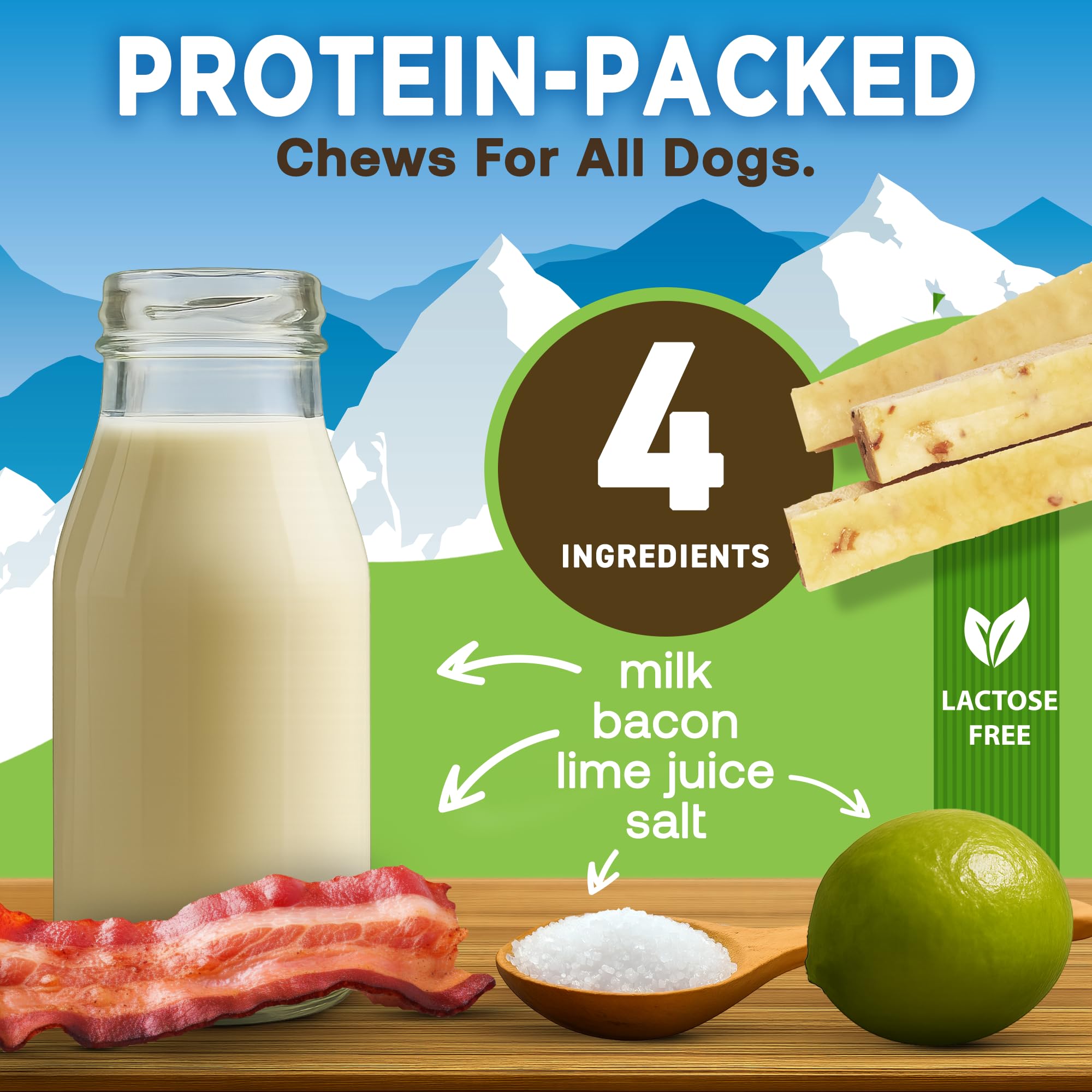 EcoKind Premium Gold Yak Chews closeup bacon appealing to dogs during play