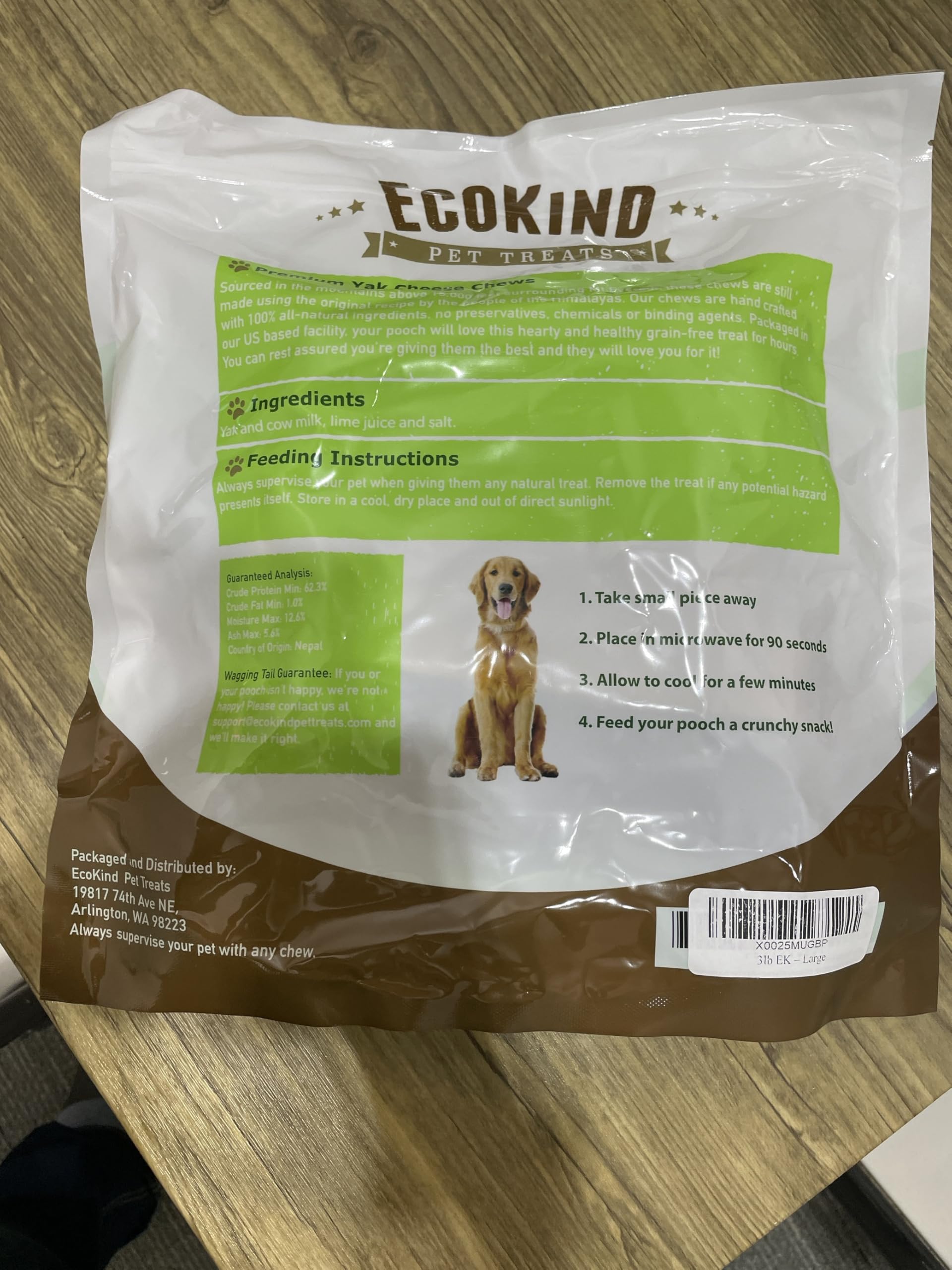 EcoKind Premium Gold Yak Chews Nepal origin emphasizes natural sourcing for mindful owners