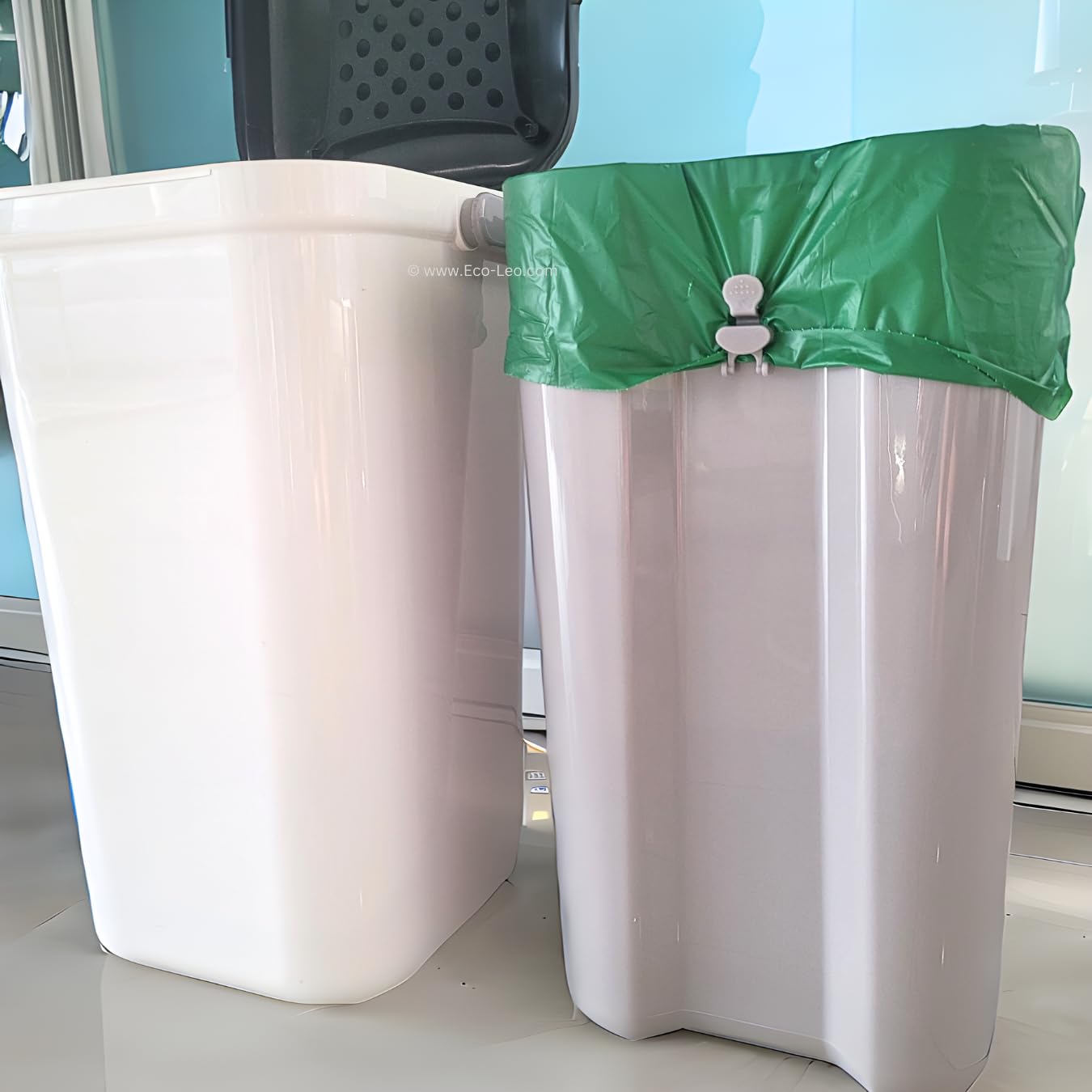 EcoLeo OK Compost EN13432 certified liners for eco-friendly disposal.