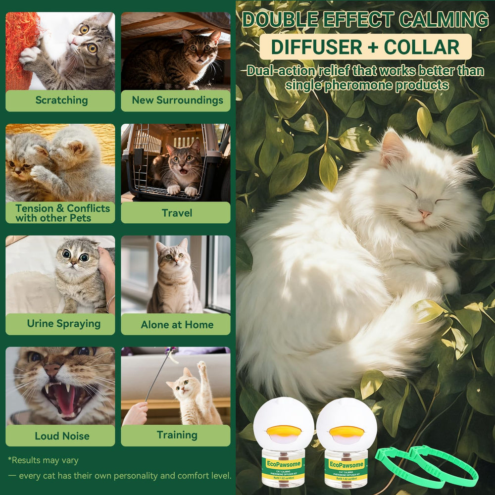 EcoPawsome calming collar pack ready for use on cat
