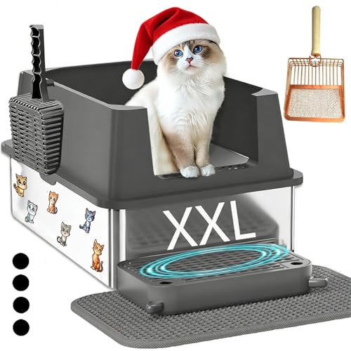 Ecsdsvsd XXL litter box top view shows spacious interior for big cats and easy cleaning.
