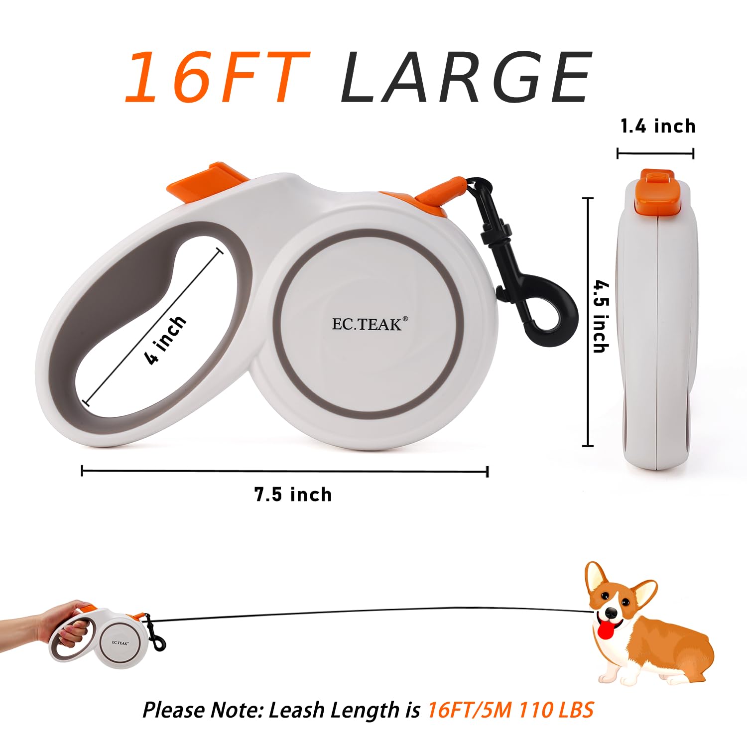 EC.TEAK leash brake system enables one-handed control during walks
