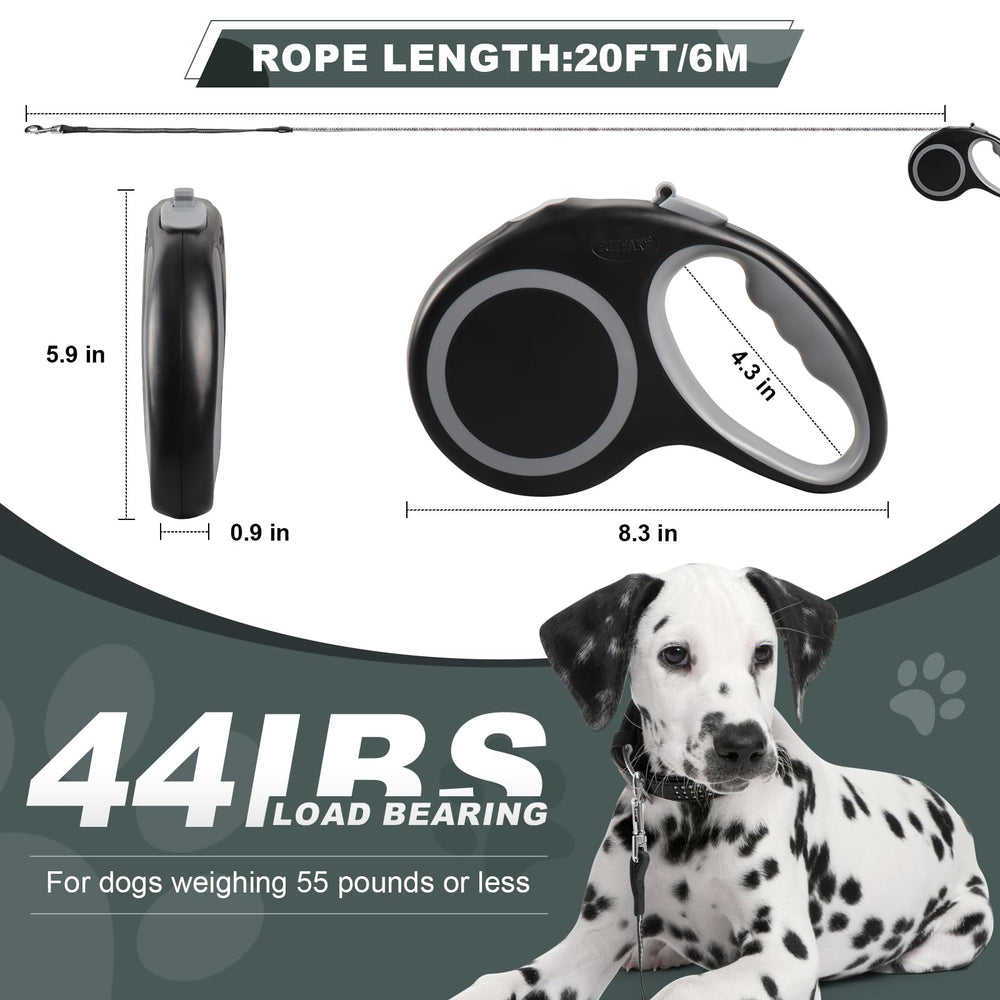 EC.TEAK retractable dog leash 20ft handle closeup shows ergonomic, anti-slip grip.
