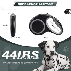 EC.TEAK retractable dog leash 20ft handle closeup shows ergonomic, anti-slip grip.