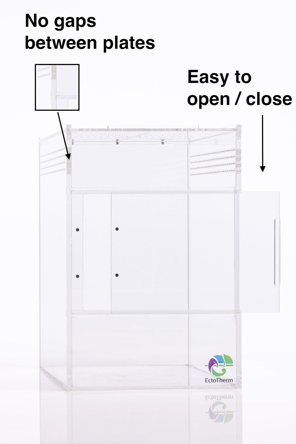 EctoTherm jumping spider enclosure side view showing durable acrylic.